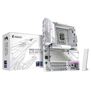 Placa Mãe Gigabyte B860 AORUS ELITE ICE WIFI7 (LGA 1851/4xDDR5/USB4/HDMI/DP/M.2/USB 3.2)