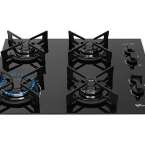 FISCHER COOKTOP À GÁS 4 BOCAS FIT LINE TREMPE IRON MESA VIDRO PRETO BIVOLT 36310-102671