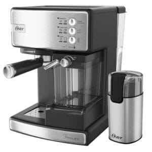 Oster Kit Cafeteira Nova PrimaLatte Inox e Moedor de Café Elétrico Inox Oster - 127V