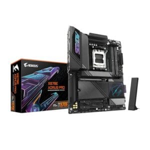 GIGABYTE Placa mãe X870E AORUS PRO AMD AM5 LGA 1718, ATX, DDR5, 4X M.2, PCIe 5.0, USB4, WIFI7, LAN 2,5GbE, EZ-Latch, Garantia de 5 anos