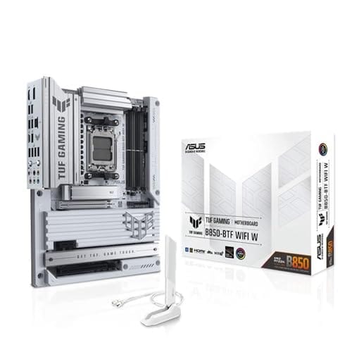 ASUS Placa-mãe TUF Gaming B850-BTF WiFi W AMD B850 ATX, design de conector oculto, 14+2+1 80A DrMOS Power Stages, DDR5, PCIe 5.0 Ready, 3X M.2, Wi-Fi 7, 2.5Gb LAN, DP, HDMI™, USB 20Gbps Tipo-C
