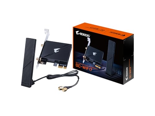 GIGABYTE WiFi 7 GC-WIFI7 (802.11/ Tri-Band WiFi/Bluetooth 5.3/4K-QAM/PCIe cartão de expansão)