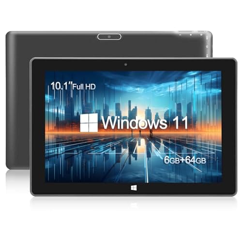 KBJPADS Tablet Windows de 10,1 polegadas, 6 GB de RAM, 64 GB ROM, Windows 11, tablets, computador, Intel Celeron N4000, IPS 1280 x 800 2,8 GHz, câmera dupla de 2 MP + 5 MP, bateria de 6000 mAh
