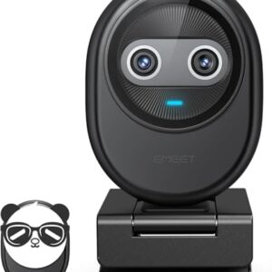 EMEET Piko 4K Webcam para streaming, foco automático AI, 3 microfones e 3 modos de som, capa de privacidade magnética Panda, excelente para streaming, configuração de mesa e presentes criativos
