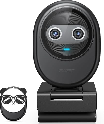 EMEET Piko 4K Webcam para streaming, foco automático AI, 3 microfones e 3 modos de som, capa de privacidade magnética Panda, excelente para streaming, configuração de mesa e presentes criativos