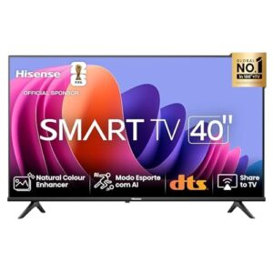 Hisense Smart TV FHD 40" Polegadas 40A4N com DTS Virtual X, Game e Sports Mode, Controle por Voz, Share to TV e Compatível com Alexa