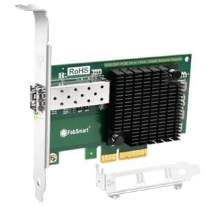 FebSmart Interface PCIE X4 para 10GbE SFP+ adaptador Ethernet de porta de fibra para jogos, navegação em rede, controlador Intel 82599EN 10 Gigabit Ethernet, placa de rede PCIE 10GbE, adaptador LAN