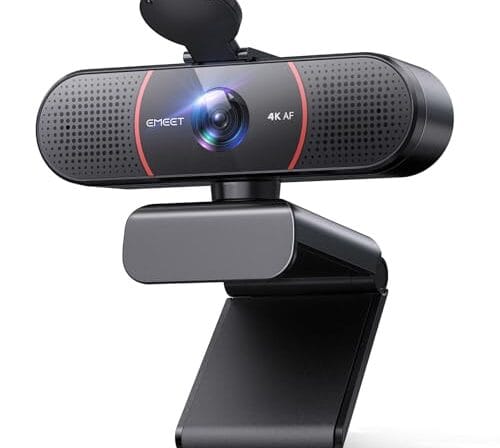 EMEET Webcam C960 4K para PC, sensor Sony UHD 4K, foco automático PDAF, microfones com cancelamento de ruído de IA dupla, correção automática de luz, FOV de 73°, webcam Plug & Play com capa de