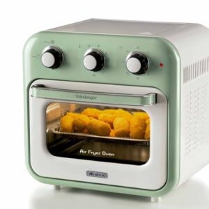 Ariete 4632, Fritadeira 2 em 1, Air Fryer e Forno Elétrico Vintage Verde, Capacidade de 16 Litros, 1400 Wats, Porta Transparente - 127V