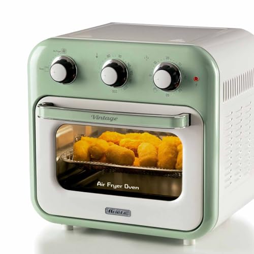 Ariete 4632, Fritadeira 2 em 1, Air Fryer e Forno Elétrico Vintage Verde, Capacidade de 16 Litros, 1400 Wats, Porta Transparente - 127V