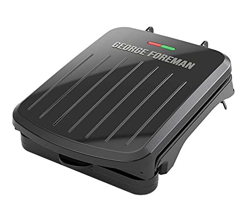 George Foreman Grelha elétrica para uso interno e prensa Panini com 2 porções, preta, GRS040B