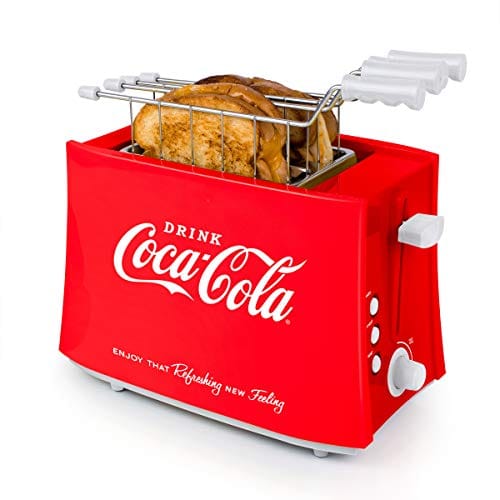 Nostalgia TCS2CK Coca-Cola Grilled Cheese Toaster with Easy-Clean Toaster Baskets and Adjustable Toasting Dial