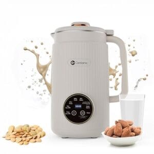 Cenlamc Máquina De Fazer Leite Nozes, 35Oz, Automática, Caseira, Amêndoas, Soja, Aveia, Vegetal, Suco, Com 12 Lâminas, Autolimpante, Temporizador Horas, Água Fervente, Branca