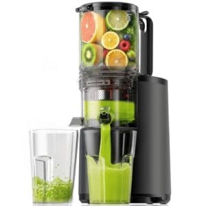 EUHOMY Cold Press Juicer, Extra Large Feed Chute Slow Masticating Juicer De 5,5", Máquinas De Juicer De 400 W, 99,6% De Alto Rendimento De Suco, Fácil De Limpar, Função Reversa, Para Vegetais E Frut
