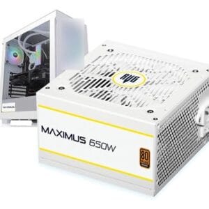 Fonte de Alimentação ATX 650W, 80 Plus Bronze, PFC Ativo, Sem Ruído, Maximus