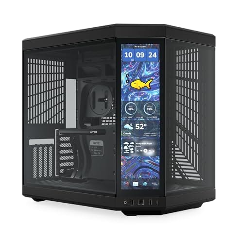 Hyte Y70 Touch Infinite Pitch Gabinete Gamer Mid Tower, Tela Touch LCD 4K 14,1", Vidro Temperado, Preto