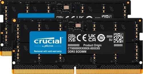 Crucial Kit DDR5 RAM 32 GB (2 x 16 GB) 5200 MHz (ou 4800 MHz) Memória SODIMM para laptop, Mini PC, RAM de alto desempenho (ou 4800MHz) - CT2K16G52C42S