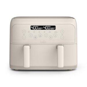 Bella - Fritadeira de ar TriZone de 4 quartos, revestimento antiaderente de cerâmica EverGood™, design de cesta dupla com divisor removível, controlo digital de ecrã tátil com 6