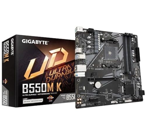 PLACA-MÃE GIGABYTE B550M, AM4 4XDDR4(MÁX128GB), 4 SATA, 1 M.2, 2XUSB 3.2, 4XUSB 2.0, 1XHDMI
