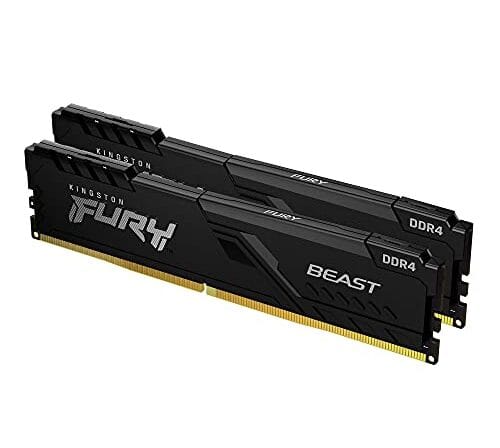 Kingston, KF432C16BBK2/16 - Kit de memórias de 16GB (2 x 8GB) DIMM DDR4 3200Mhz FURY Beast Black 1,35V 1Rx8 288 pinos para desktop/gamers, Não aplicável