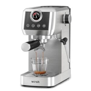 wirsh Máquina de café expresso, máquina de café expresso semiautomática de 20 bar com medidor de pressão, varinha de vapor, máquina de café expresso de aço inoxidável para expresso/latte/cappuccino