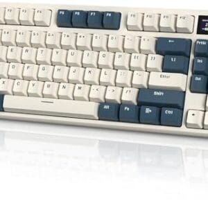 ATTACK SHARK K86 Teclado mecânico sem fio RGB para jogos, teclado com fio 2.4 GHz/BT5.0/USB-C, Layout 75% TKL com tela colorida TFT HD de 1.2'' e botão CNC, interruptor linear TTC Hot-Swap(Azul)