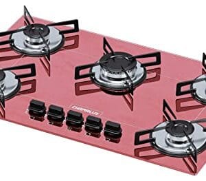 Cooktop 5 bocas Chamalux ultra chama Bivolt Trempe de Chapa Rosa