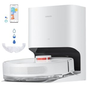 XIAOMI Robot Vacuum X10 - Robot aspirador e limpa-chão com sistema inteligente de navegação a laser (LDS), sucção de 4000 Pa, base de auto-esvaziamento, 5200 mAh, branco