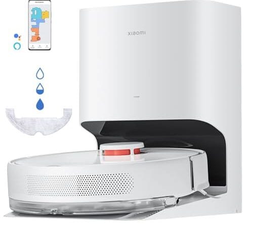 XIAOMI Robot Vacuum X10 - Robot aspirador e limpa-chão com sistema inteligente de navegação a laser (LDS), sucção de 4000 Pa, base de auto-esvaziamento, 5200 mAh, branco