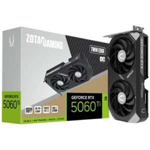 ZOTAC Placa gráfica gamer GeForce RTX 5060 Ti 16GB Twin Edge OC DLSS 4 16GB GDDR7 128-bit 28 Gbps PCIE 5.0 Gaming, IceStorm 2.0 Cooling, SFF-Ready, ZT-B50620H-10M