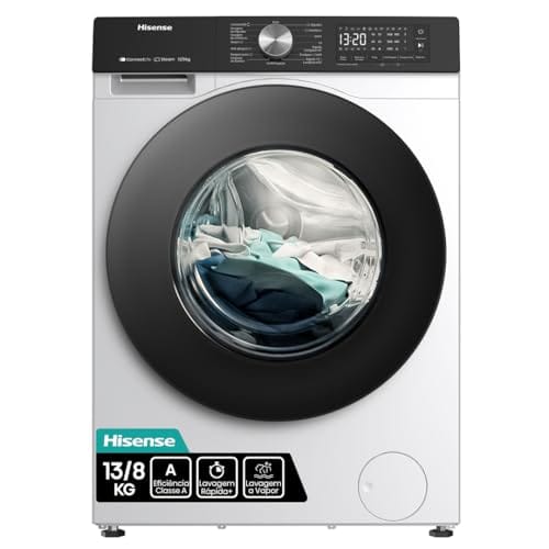 Hisense Lava e Seca, 13kg Lavagem/8kg Secagem, Wi-Fi, Steam, 13 Programas, Motor Inverter, Painel Touch, Branca WD3S13-127V