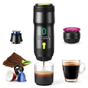 Meseto Máquina De Café Expresso Elétrica Portátil, Cafeteira Com Aquecimento Automático Para Carro Com Usb-Cc, Cafeteira De Viagem Para Camping, Compatível Com Cápsulas Ns E Café Moído, Cafeteira Po