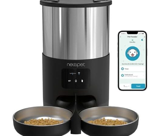 Comedouro para Cães, Comedouro para gatos, Alimentador Automático Pet, 2 Comida Elevada para Gatos, 5L