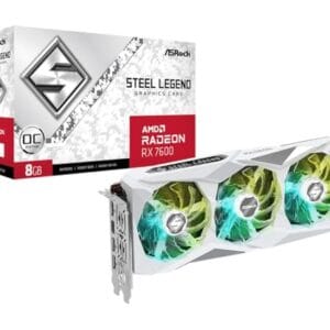 Placa de Vídeo ASRock Radeon RX 7600 Steel Legend OC, 8GB, GDDR6, 128-Bit, FSR, Ray Tracing, Branco