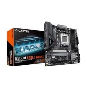 GIGABYTE Placa-mãe B850M Eagle WIFI6E AMD AM5, M-ATX, DDR5, 2X M.2, PCIe 5.0, USB-C, USB 3.2 Gen 2, WIFI6E, LAN 2.5GbE, EZ-Latch, Wi-Fi EZ-Plug