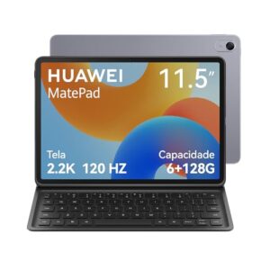 Tablet, HUAWEI MatePad 11.5 New, Tablet com Teclado Destacável, Wifi 6+128GB, Tela FullView de 11.5”2.2K 120 Hz, Câmera Traseira 13 MP, Câmera Frontal 8 MP, Bateria de 7700 mAh, Cinza Espacial