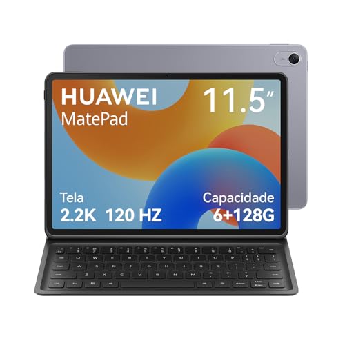 Tablet, HUAWEI MatePad 11.5 New, Tablet com Teclado Destacável, Wifi 6+128GB, Tela FullView de 11.5”2.2K 120 Hz, Câmera Traseira 13 MP, Câmera Frontal 8 MP, Bateria de 7700 mAh, Cinza Espacial