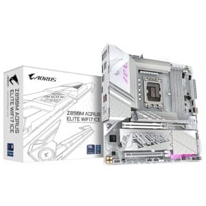Placa Mãe Gigabyte Z890M AORUS ELITE ICE WIFI 7 (LGA 1851/4xDDR5/USB4 TYPE-C/HDMI/DP/M.2/2.5GbE)