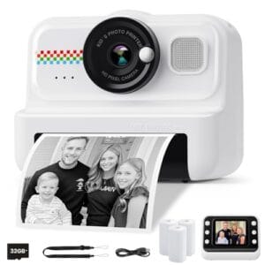 HiMont Kids Camera Instant Print, 1080P HD Instant Print Camera for Kids with 3 Rolls Print Paper & 32GB Card, Selfie Digital Camera for Kids, Ideal Kids Toys Gifts for Boys & Girls Age