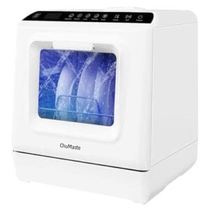 máquina lava louça, lava-louças portátil com tanque de água, 6 programas de lavagem, à prova de vazamentos e também pode ser conectada à torneira. Para apartamentos, dormitórios, escritórios.