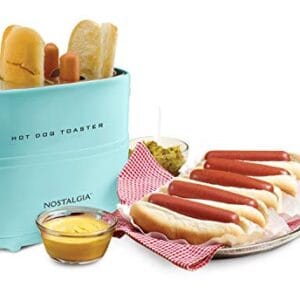 Nostalgia HDT600AQ – Torradeira para cachorro quente, Aqua, 2-Hot Dog & Bun, 1