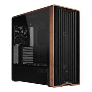 Lian Li Capa para computador LANCOOL 217 de madeira de nogueira genuína, capa para computador ATX de torre média com 5 ventiladores PWM pré-instalados 2 x 170 mm, 2 x 120 mm e 1 x 140 mm, instalação