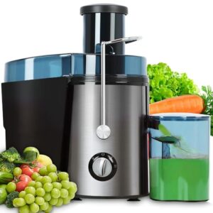 Centrifuga de Frutas com Motor de 500W, 110V, com 3 Velocidades, Versão Atualizada, Centrifuga de Alimentos, Juicer, Centrífuga de Frutas, Juicer Compact, Extrator de Suco, Prateado