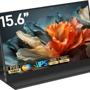 Monitor portátil de 15.6", monitor portátil para laptop 100% sRGB FHD 1080p, tela IPS para cuidados com os olhos para escritório e entretenimento