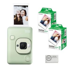 FUJIFILM Câmera instantânea INSTAX Mini LiPlay | Verde com película instantânea INSTAX Mini | 40 exposições + pano de limpeza (4 itens)