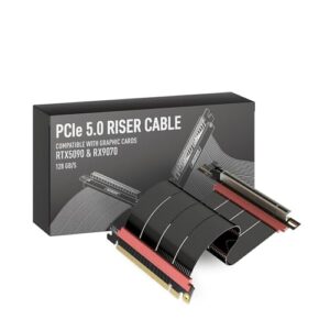 LINKUP - AVA5 Armour Cabo de elevação PCIe 5.0 | Pronto para RTX5090 RX9070 GPU | velocidade x16 128GB/s | compatível com PCIE 4.0 e WRX80/WRX90E | Ângulo reto preto 20 cm (comprimento total 24 cm