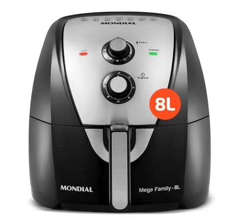 MONDIAL Fritadeira Sem Óleo Air Fryer 8L, Preto/Inox, 1900W, 220V - AFN-80-BI