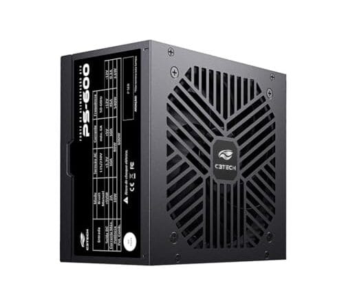 C3Tech Fonte Gamer ATX 600w PS-600BK, preta, Bivolt 115/230v, cabo Flat