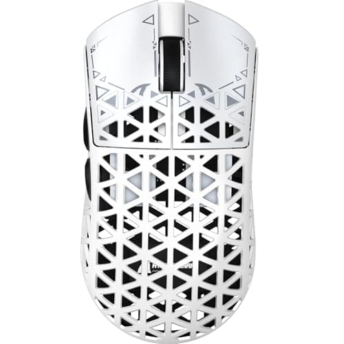 ATTACK SHARK R5 Ultra Mouse gamer sem fio HyperSpeed de fibra de carbono,ultraleve,39 g,com fita adesiva,2,4 G/BT/USB-C,sensor PixArt PAW3950MAX,taxa de polling sem fio de 8 kHz,42KDPI,Win/Mac(Branco)