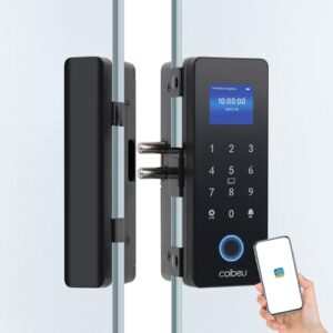 Fechadura Eletronica Inteligente Digital Biométrica WKZW-B6, para Porta de Vidro, Tuya APP, Instalação Sem Furos